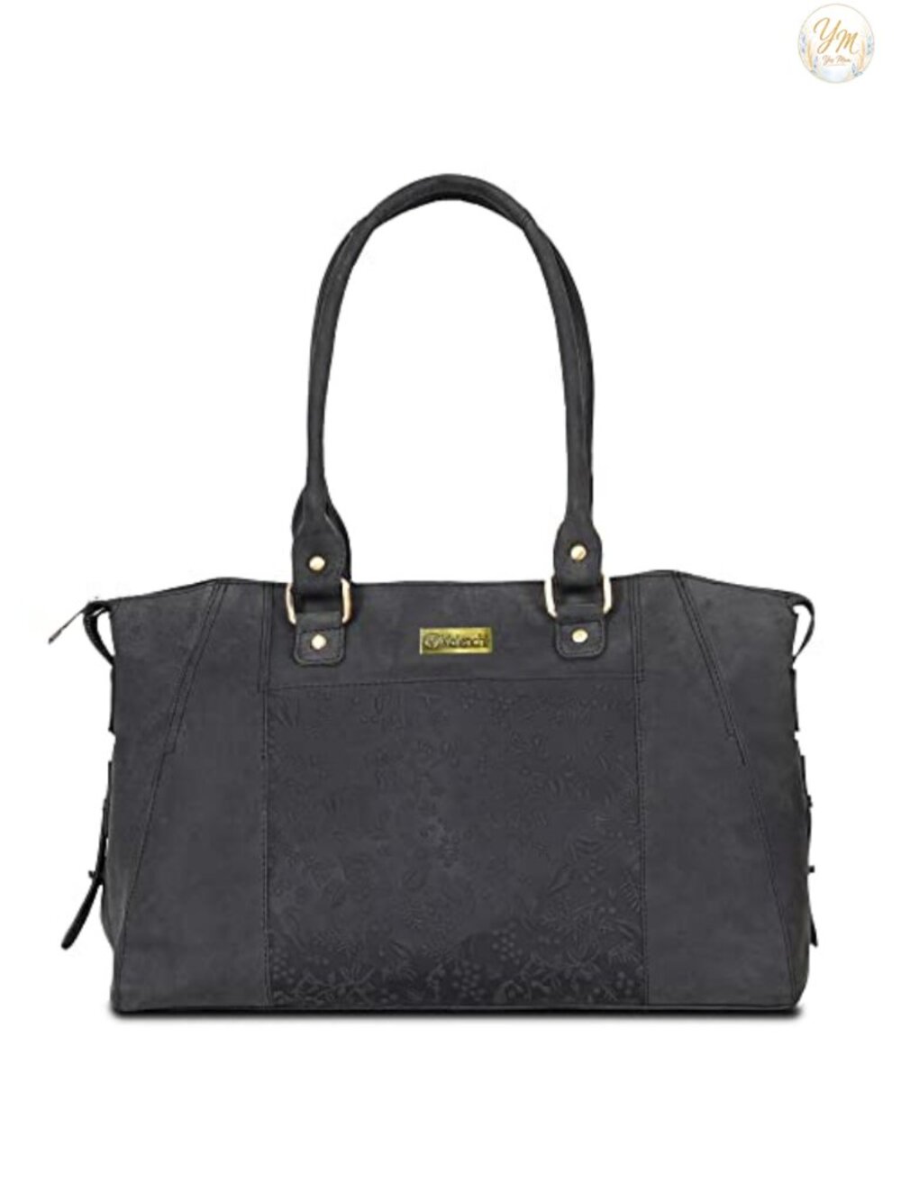 Genuine Leather Tote Bag for Women Flower Embossed YKK Zippers